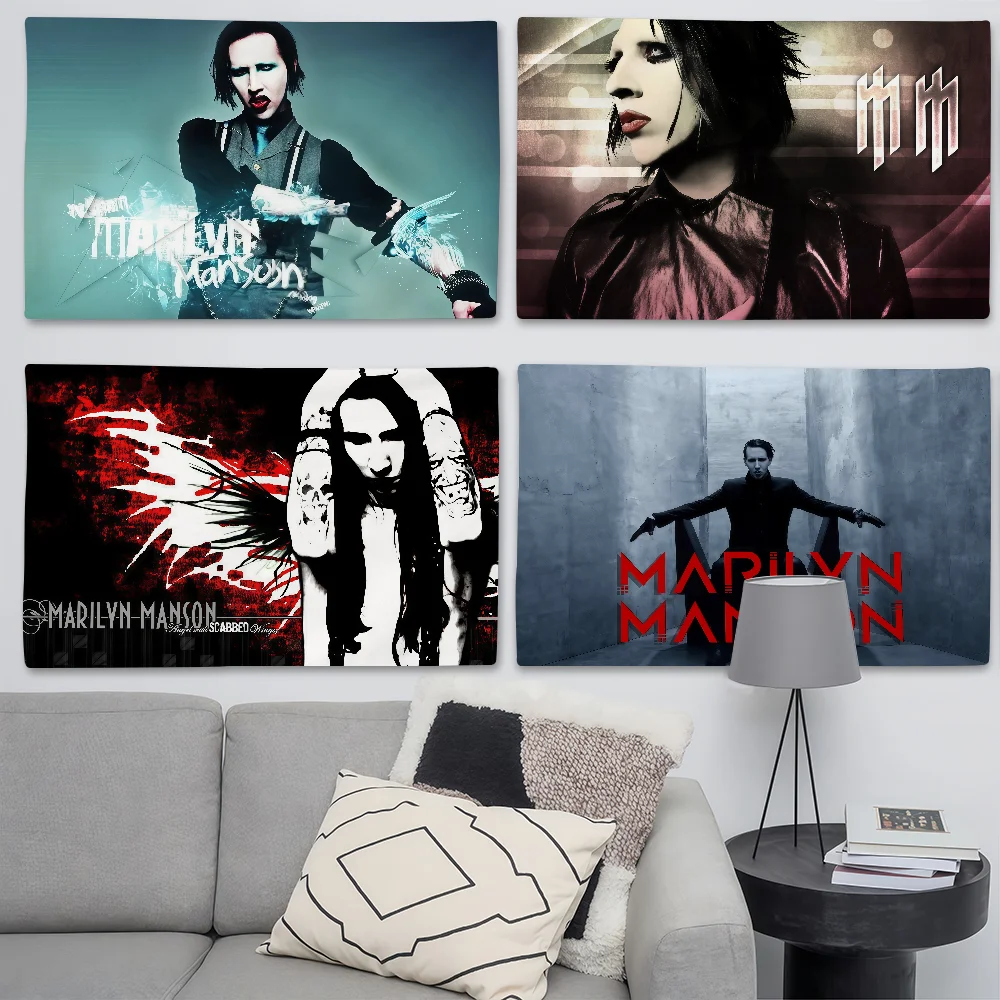 Sänger M-Marilyn M-Manson Flagge, geeignet für Geburtstagsfeiern, Wohnzimmer, Schlafzimmer und Outdoor-Camping-Dekorationen Image