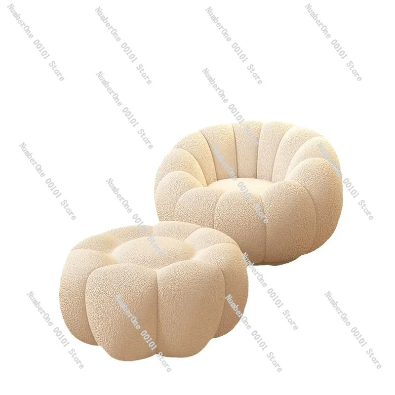 Lazy pumpkin chair single sofa tatami cream-style seating,comfortable balcony bedroom living room leisure floor lounge sofa Image