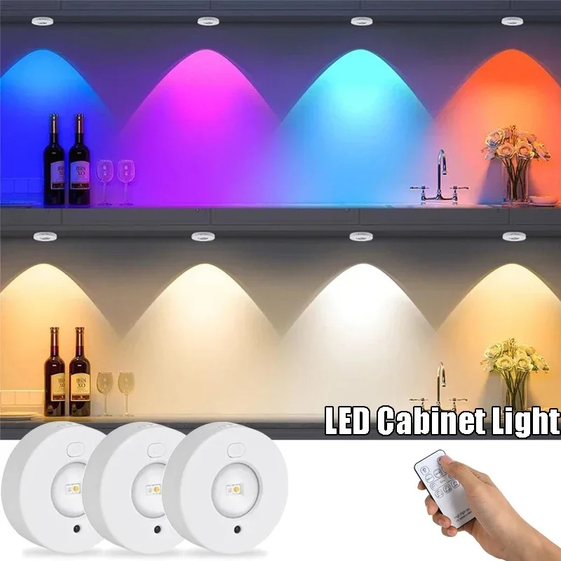 LED-Nachtlicht, kabellos, RGB, unter dem Schrank, Lampe, 12-farbige Fernbedienung, Typ C, wiederaufladbar, für Küche, Zimmer, Schrankbeleuchtung