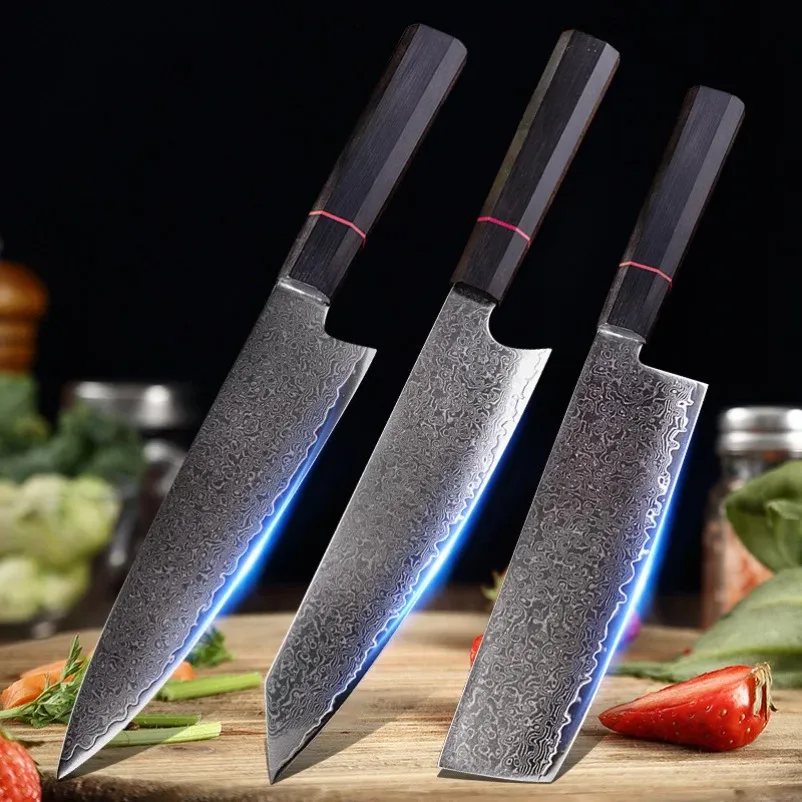 Professionelle Küche Kochmesser Damaskus Stahl Hackmesser Fleisch Fisch Gemüse Obst Schneiden Kochmesser G10 Griff Allzweckmesser Image