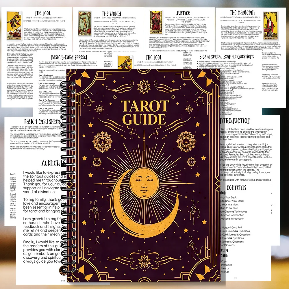 1 Stück Spiral-Notizbuch, Spiral-Notizbuch mit Mondmotiv, für das Studium der Tarot-Karten zur Interpretation emotionaler Energie, ideal für Image