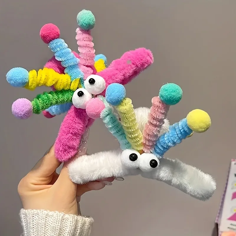 1 Stück exquisite und niedliche lustige Plüsch-Haarspangen, niedliche Plüsch-Haarspangen mit großen Augen, weich und flauschig, für eine Vielzahl von Frisuren, Haarklammer Image
