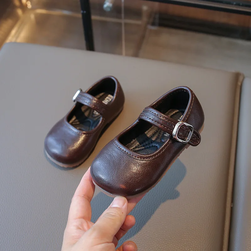 Frühling Herbst Neue Mädchen PU-Leder Modeschuhe Kinder Prinzessinnen-Schuhe mit Weicher Sohle Leichte Baby Schüler Loafer Schuhe Image