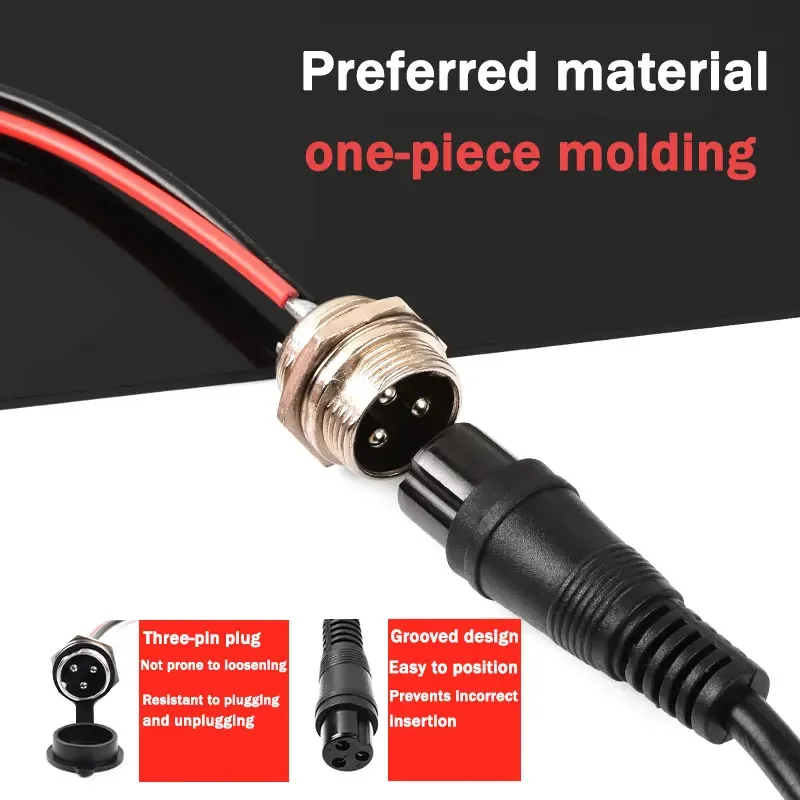 3-Pin GX16 Stecker für Lithium-Akku-Elektroroller, Luftfahrt-Ladeanschluss, 3-Pin-Ladekabel, 220V, wasserdicht, staubdicht Image