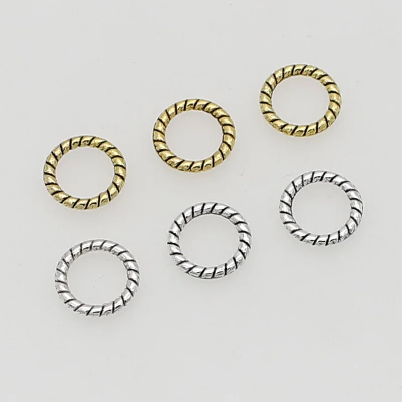100 teile/los Vintage Twisted Runde Anschlüsse 8mm Antik Gold/Silber Ohrringe Close Jump Ring Verbindung DIY Schmuck Zubehör