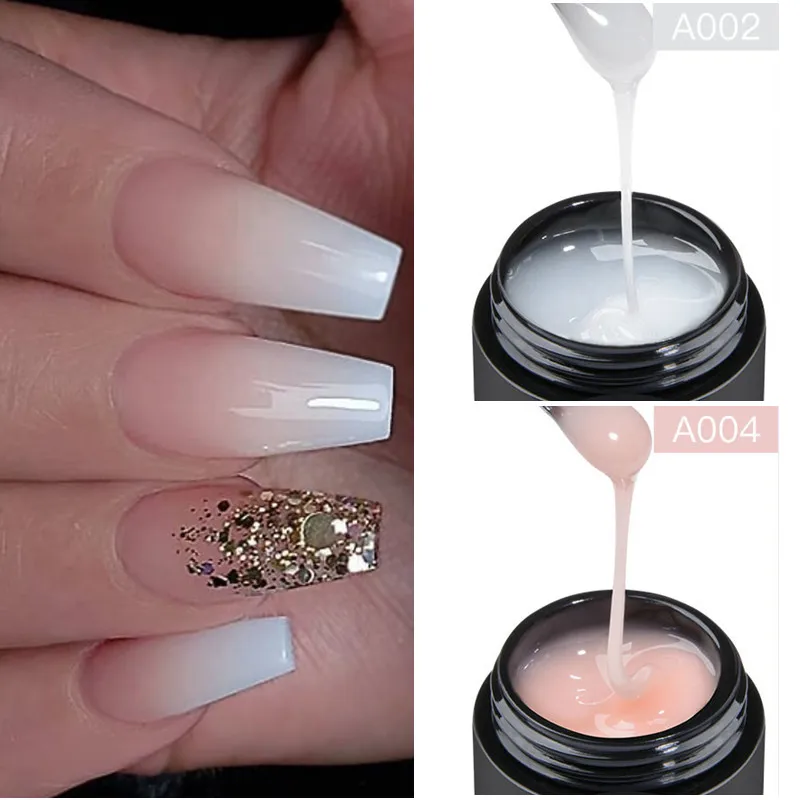 MEET ACROSS 2 pz Nude Latte Bianco Baby Boomer Gel di Estensione Set Costruzione Rapida Stile Francese UV Nail Gel Polish Kit Nail Art