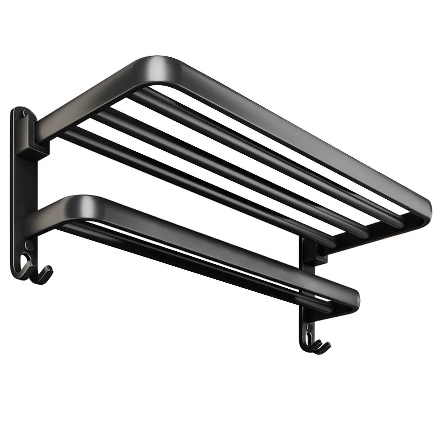 Towel Holder with 2 Bars Wall Mounted Rack Space Saving Towel Organizer for Bathroom, Shower Room and Kitchen Use