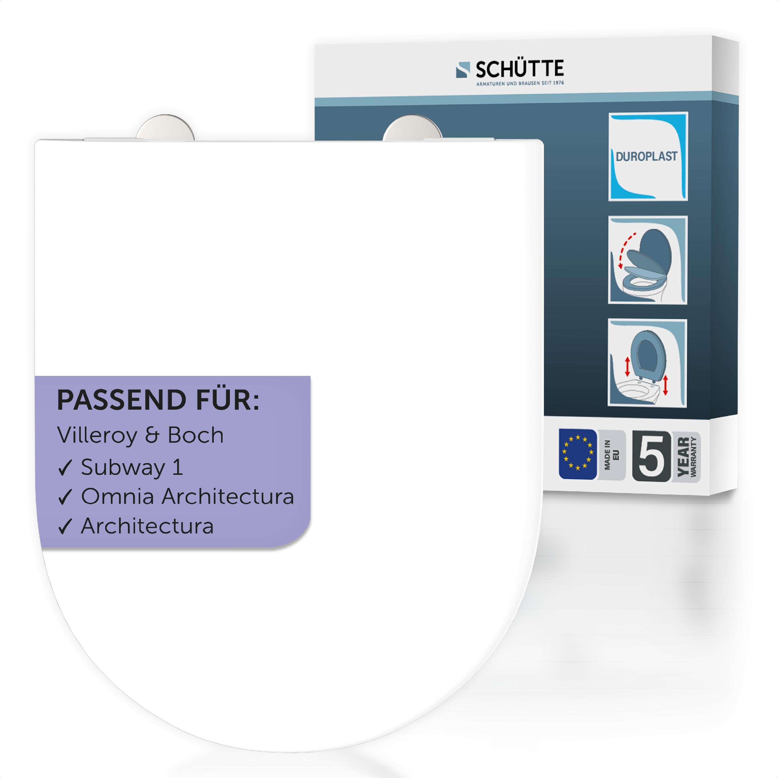 WC-Sitz SCHÜTTE "Duroplast, WHITE D-Form PRO 5", weiß, B:37,7cm H:5,1cm L:45,5cm, Duroplast, WC-Sitze, mit Absenkautomatik und Schnellverschluss Image