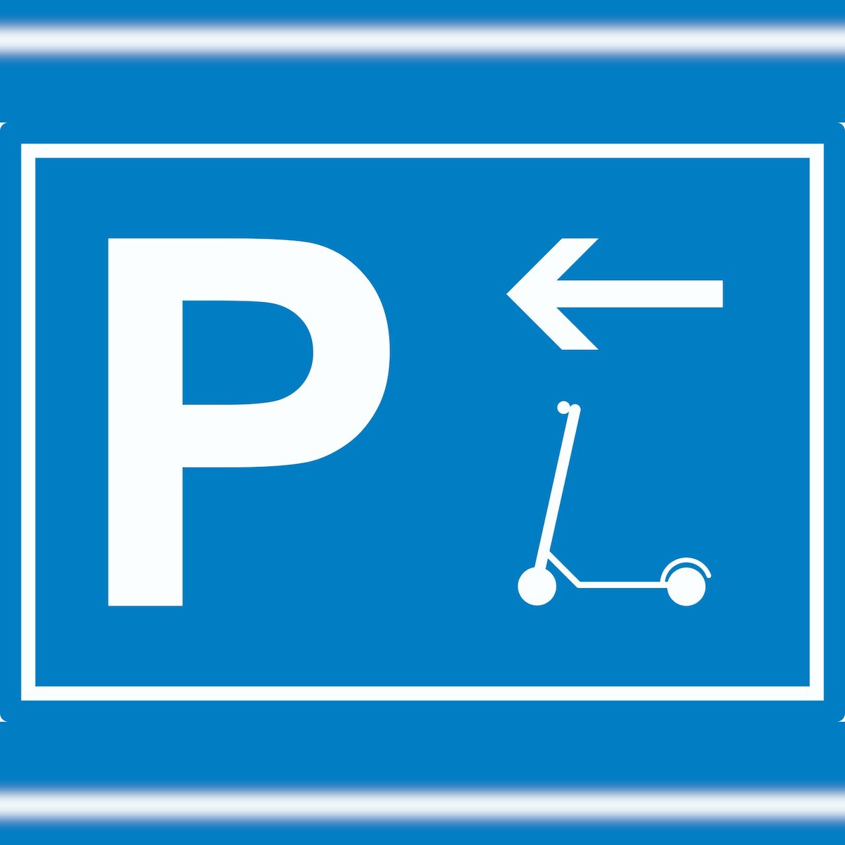 HB-Druck E-Scooter Parkplatz mit Richtungspfeil links Aufkleber waagerecht A0 (841x1189mm) Image
