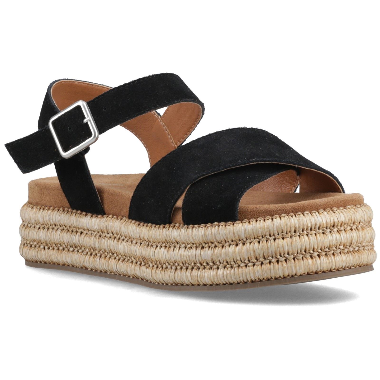 Hush Puppies Rosa Rafia Leder Damen Schwarz Sandalen