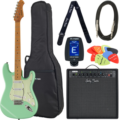 Harley Benton ST-62CC MN Seafoam Gree Bundle