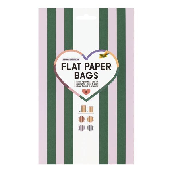folia Flache Papiertüten »Glow Up« in zwei Größen 8 Stück, 15.5x24.8 cm