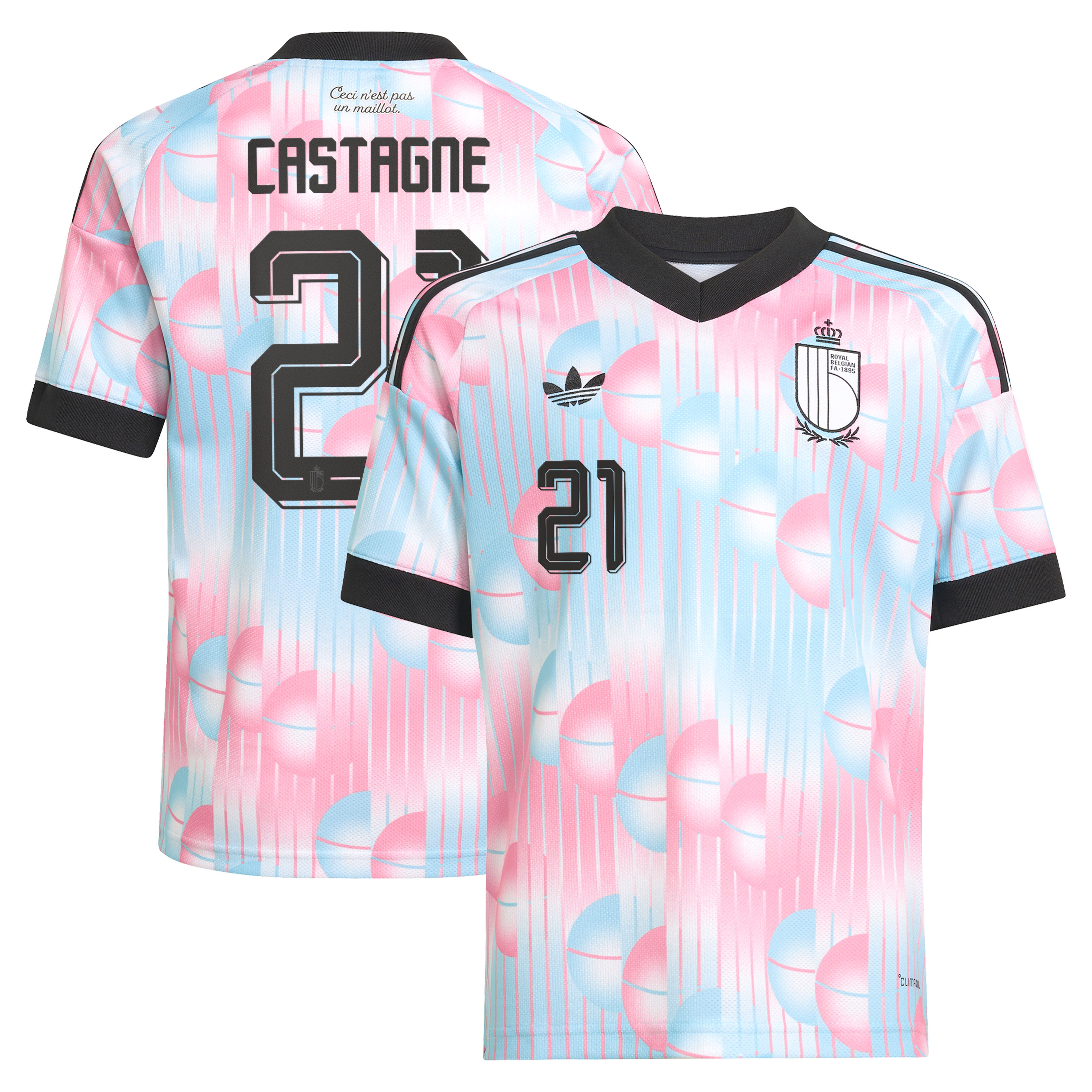 "Belgien 26 Auswärtstrikot adidas - Kinder mit Aufdruck Castagne 21" Image