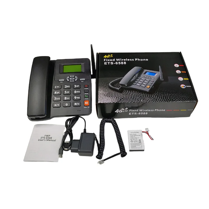 Téléphone fixe sans fil 4G double SIM alimenté par batterie au lithium, appels HD VoLTE, SMS, DTMF, téléphone fixe sans fil