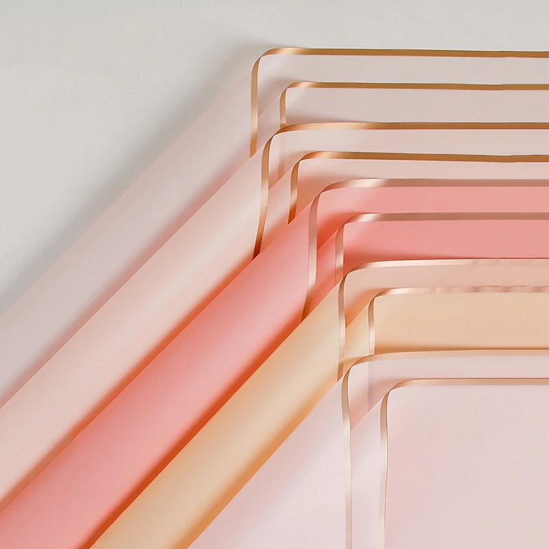 40 stücke Koreanischen Stil Goldene Grenze Rose Blume Geschenkpapier Kunst Verpackung Film Für Blumen Liefert Diy Handwerk Material Papier Image