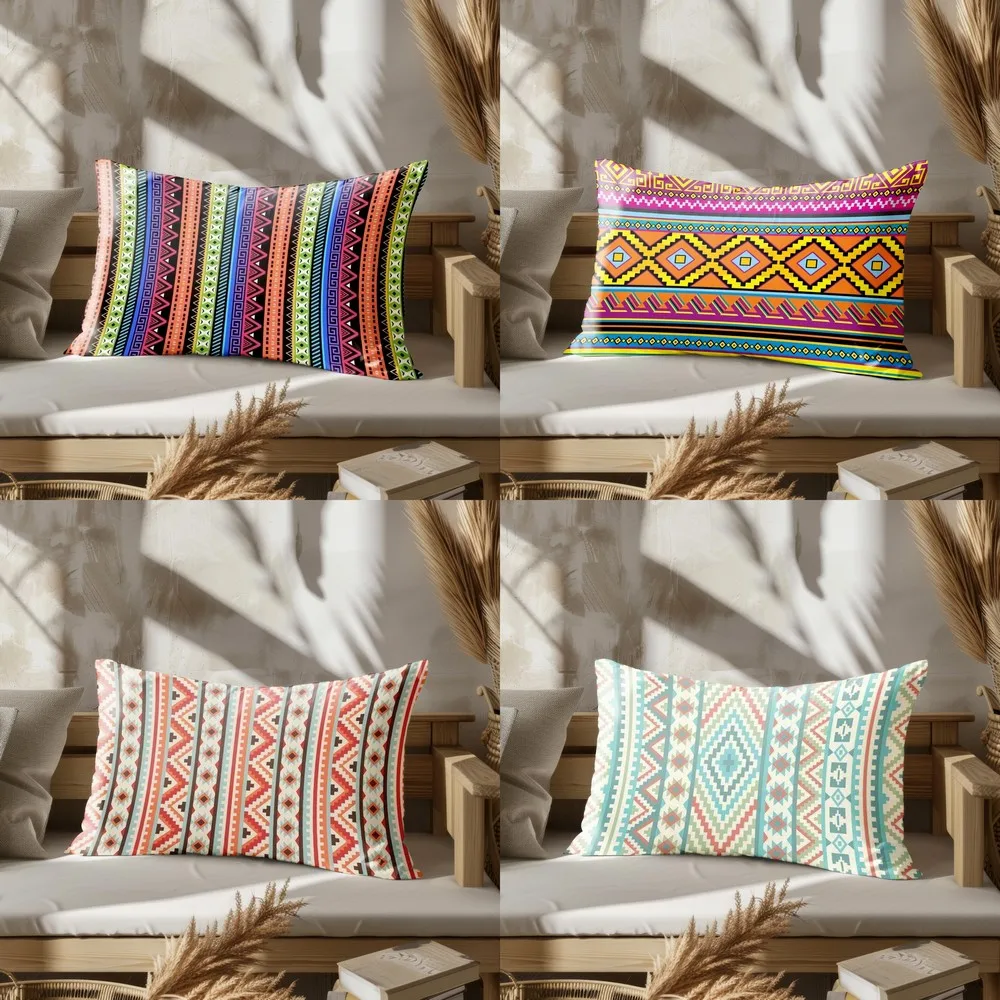 Wohnkultur Bunte Geometrische Muster Kissenbezug Geeignet Für Sofa Schlafzimmer Auto Kissen Abdeckung Kissen Rechteckige Zurück Kissen Image