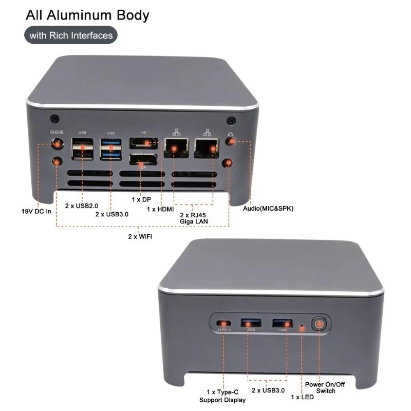 Neuester PC-Gamer DP HD Typ-C I9 10880H 64GB SSD Desktop Gaming-Computer DDR4 Hochleistungsfähig