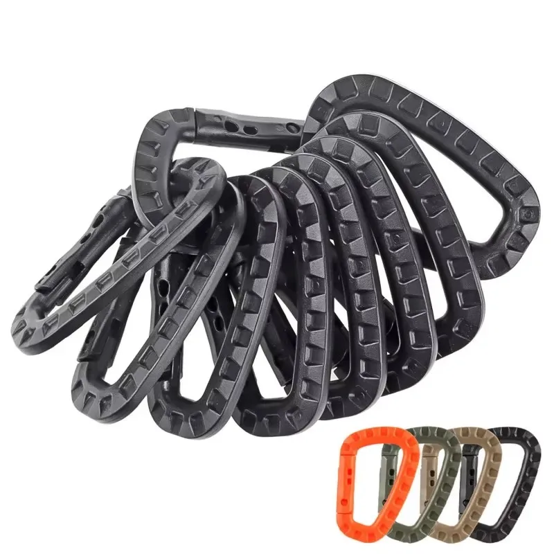 4/8/16 stücke Taktische Kunststoff Karabiner Clip Schlüsselbund D-Form Harte Frühling Snap Getriebe Haken Outdoor Camping Wandern EDC Werkzeuge Image