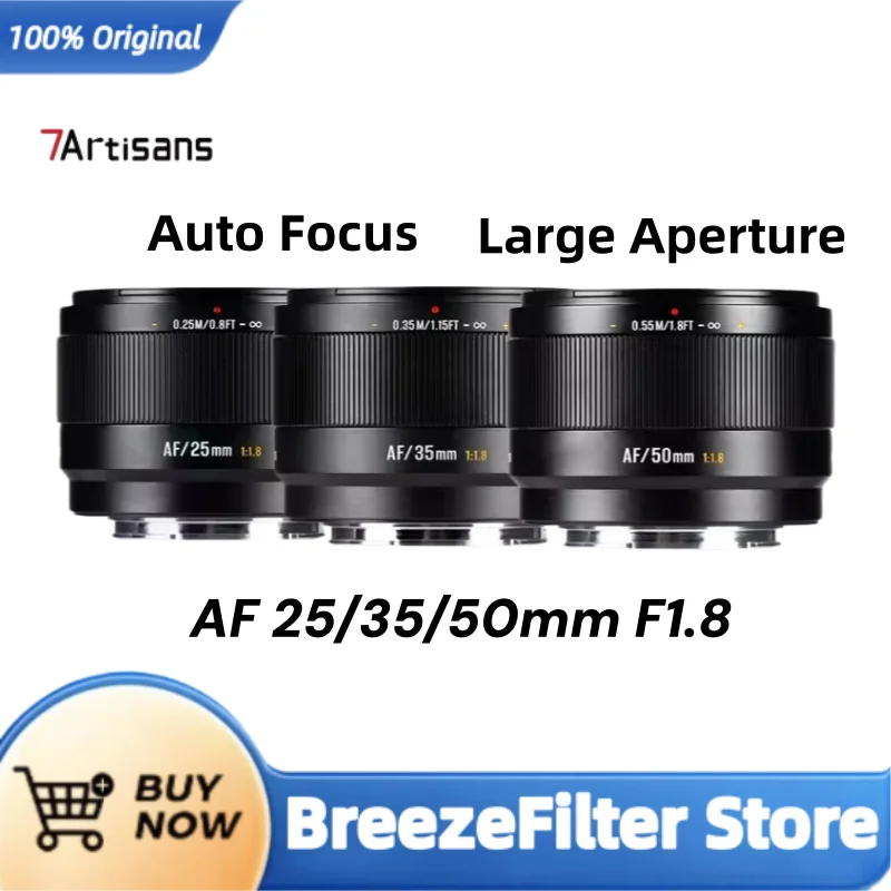 7artisans AF 25mm 35mm 50mm F1.8 LITE Serie APS-C Autofokus-Objektiv mit Großer Blende für Sony E A7C II A6700 Fuji XF XT-5 XT-50 Image