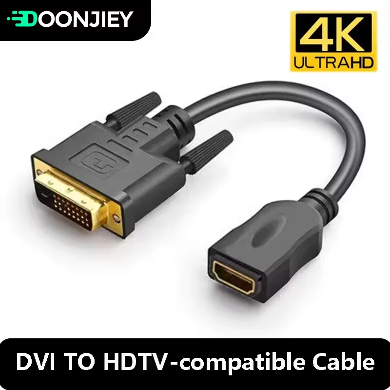 4K HDMI-kompatibles Buchse auf DVI-Stecker-Kabel, bidirektionales DVI-D 24+1 HDTV-Konverter-Adapterkabel für LCD-HDTV-DVD-Monitor