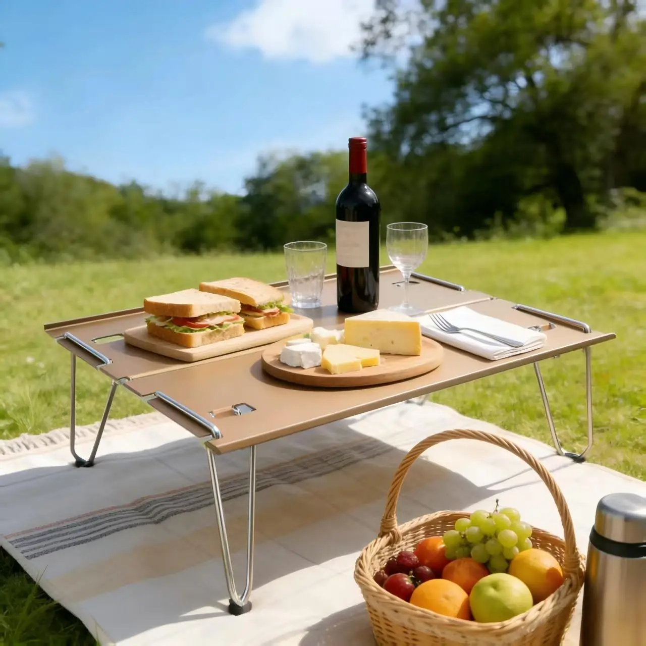 Klappbarer Outdoor-Tisch, tragbar, für Picknick, Reisen, kleine Campingutensilien, Strand, faltbar, ultraleicht, für sitzende Aktivitäten, Kaffeetische Image