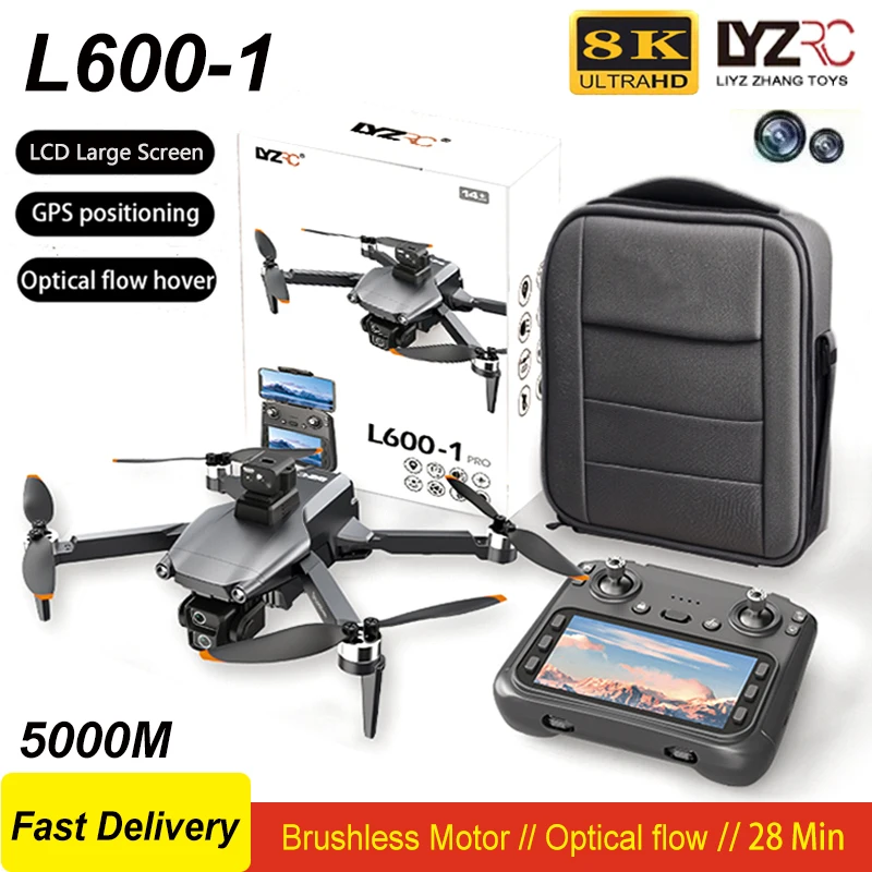 Neue L600-1 GPS-Drohne, professionelle 8K-Kamera, FPV, bürstenlos, Vermeidung von Hindernissen mit großer Fernbedienung, zusammenklappbarer Drohne