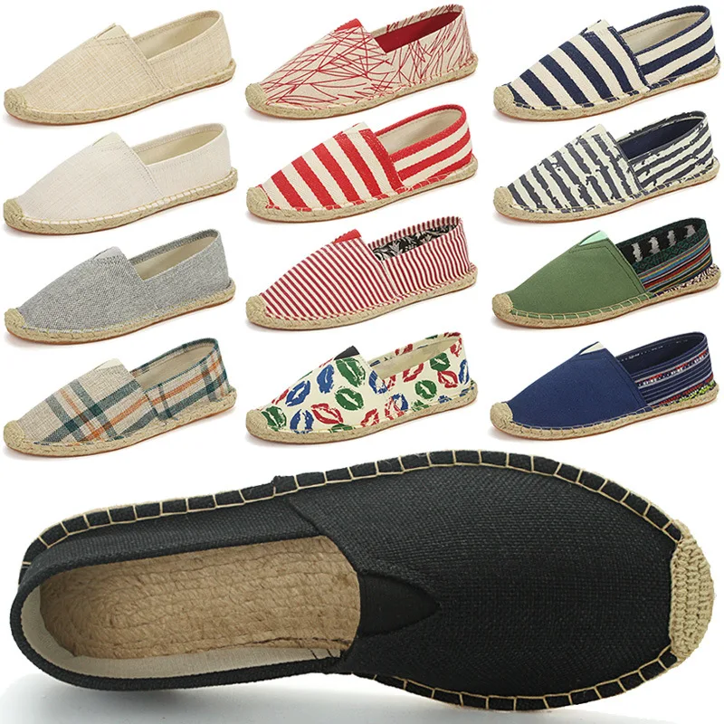 2025, Sommer Herbst Männer Leinwand Schuhe Atmungsaktive männer Casual Schuhe Slip-On Hanf Schuhe Graffiti Espadrilles Frauen Schuhe wohnungen