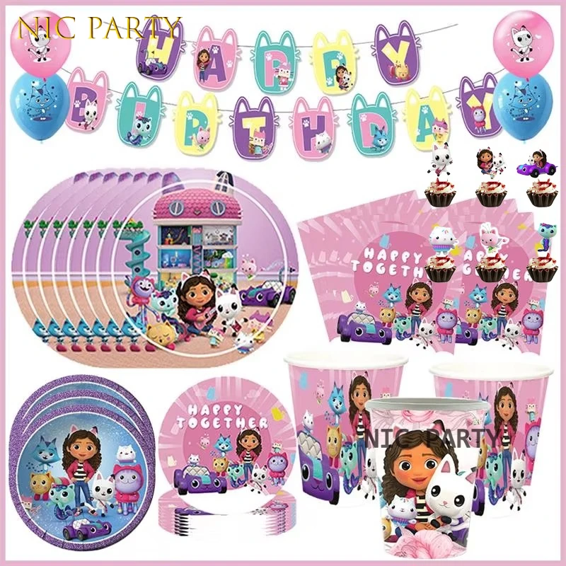 Gabby Puppenhaus Geburtstag Party Dekoration Party Geschirr Servietten Tassen Tischdecke Teller Gabby Katze Ballon Zubehör Partybevorzugung Image