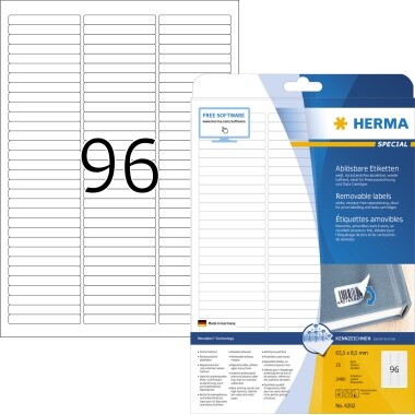 HERMA Etikett Movables 4202 63,5x8,5mm A4 weiß 2.400 St./Pack. Image