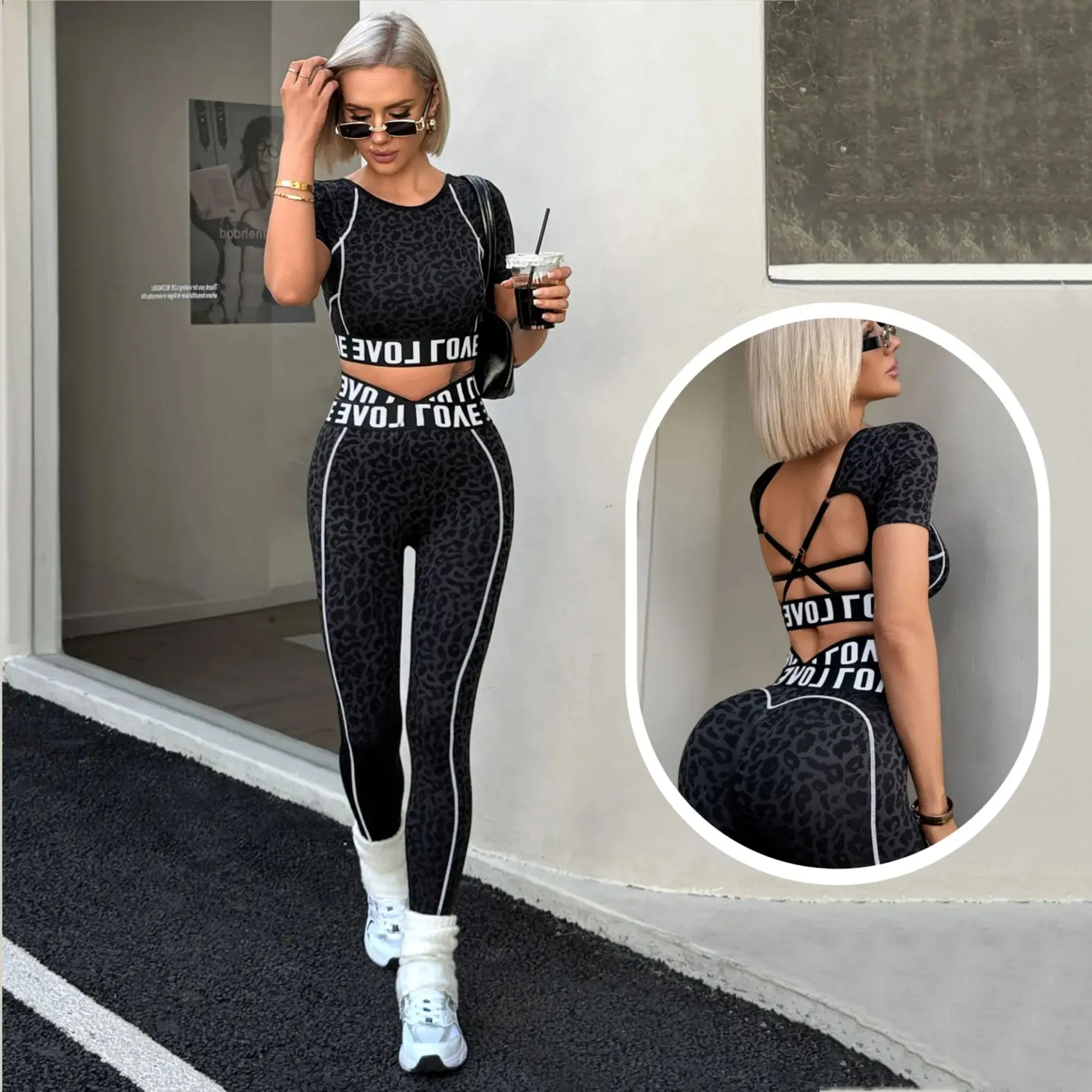 Ensemble de survêtement de yoga sans couture pour femmes, 2 pièces : leggings et brassières de sport respirantes, vêtements de sport féminins