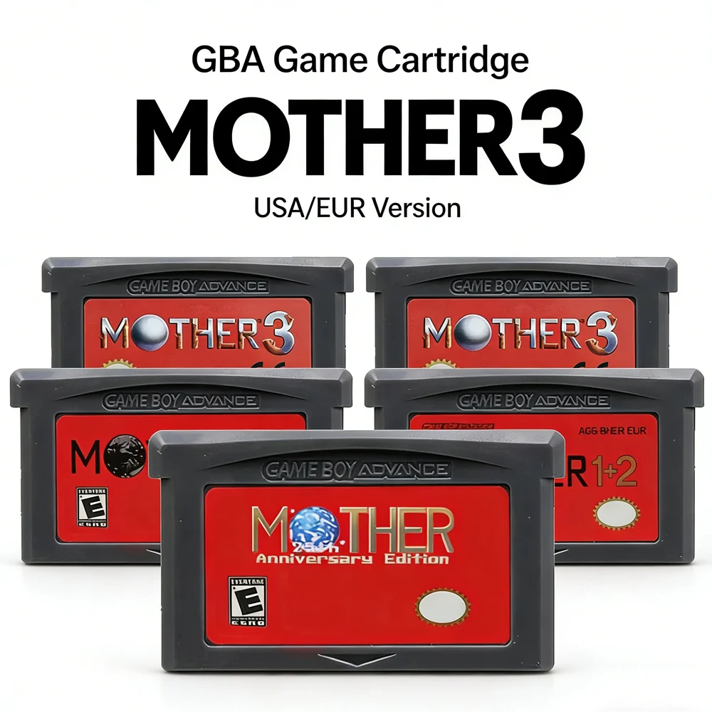 GBA Mother Series Game Cartridge 32-Bit Video Game Console Card Mother 1 2 3 USA/EUR/Version Gray Shell for GBA NDS
