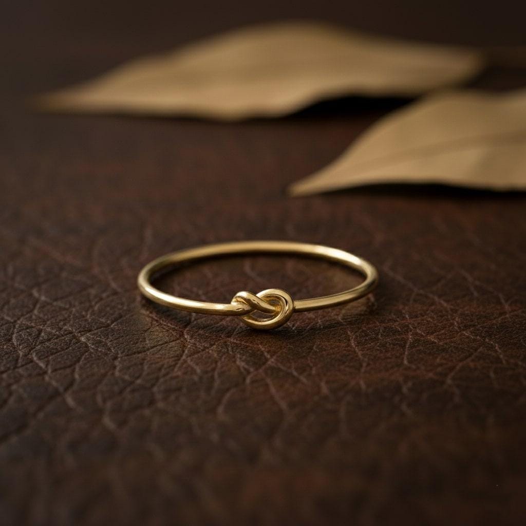 Anello con nodo, anello con nodo d'amore in oro 14 carati, anello nuziale con promessa, anello riempito d'oro, anello da damigella d'onore, anello in