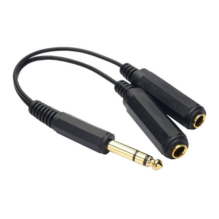 KUFptva Male 6.35mm to 6.35mm 1/4inch Mono Female Sound Y Splitters Cable 2x6.35mm 1/4 to 6.35mm Stereo Sound Adapters Cable