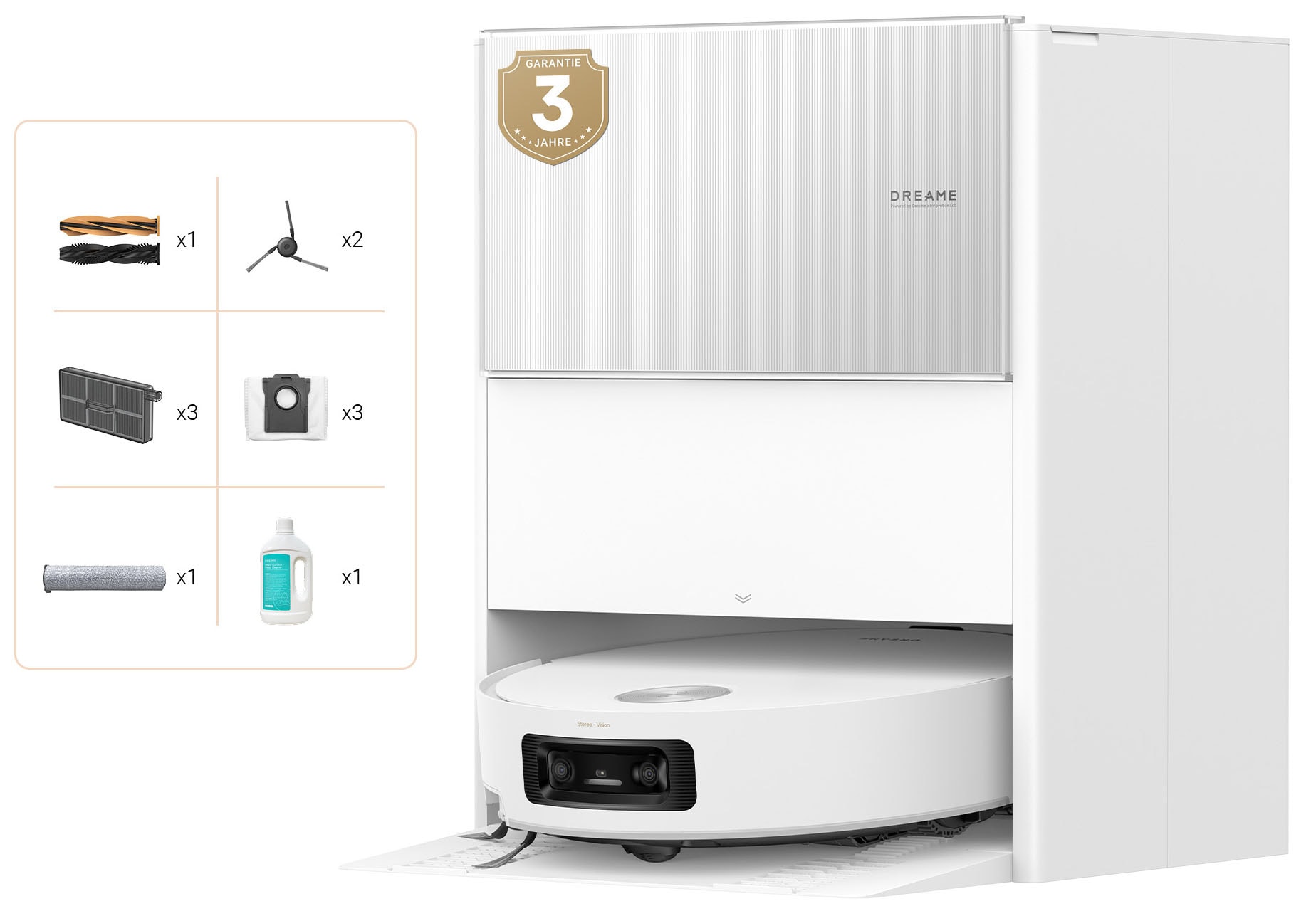 DREAME Saugroboter "mit Wischfunktion Aqua10 Ultra Roller Complete", weiß, B:42cm H:50,5cm T:44,1cm, Saugroboter, Warmwasser-Wischsystem, Rollenmopp, überwindet Hindernisse, 30.000 Pa