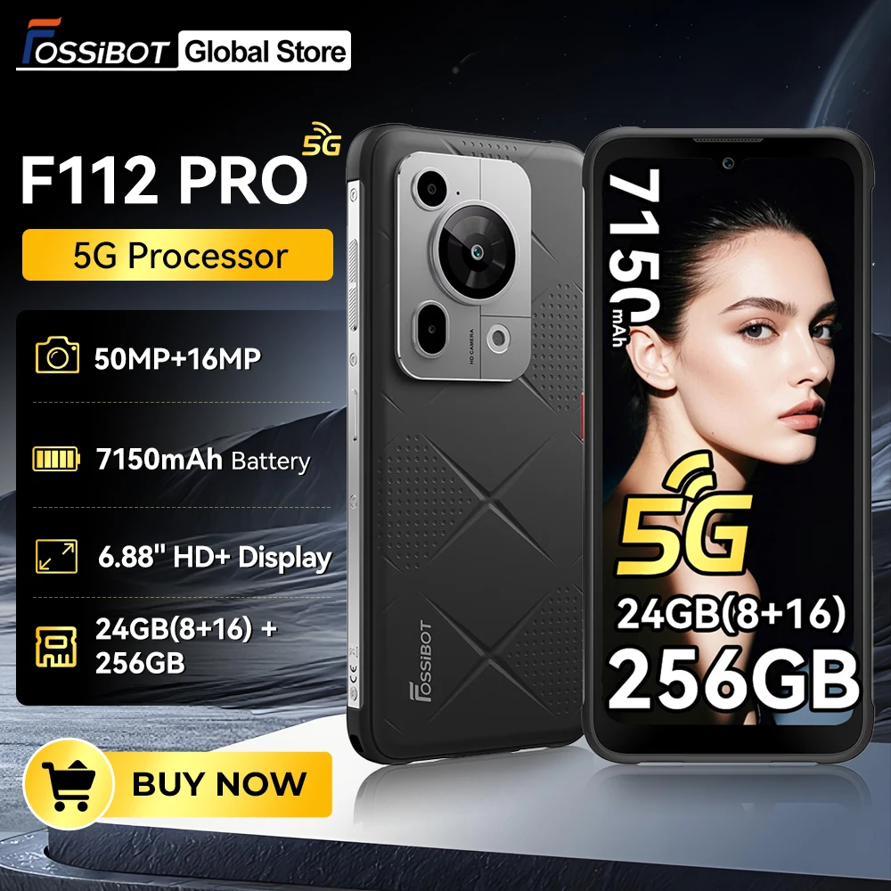 Fossibot F112 Pro 5G Android 14 Rugged Smartphone 24GB(8+16) 256GB 6.88