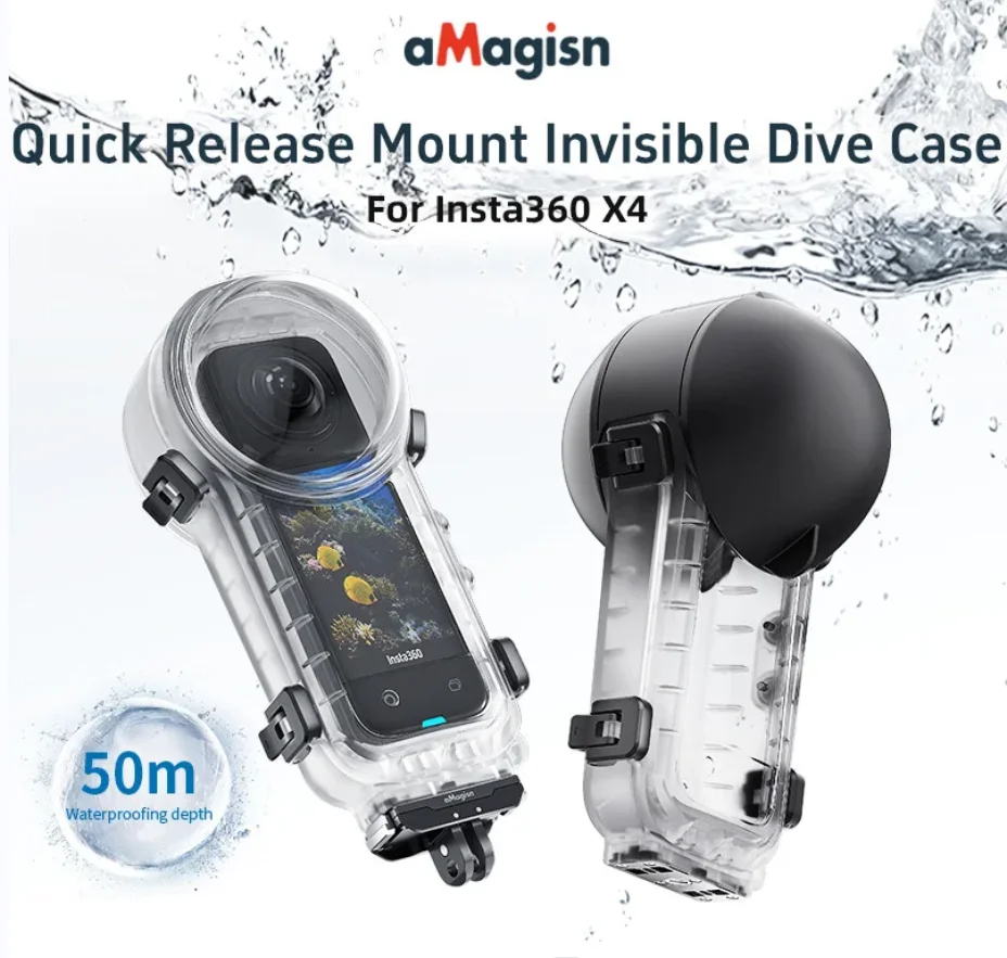 aMagisn per Insta360 X4 Custodia Subacquea Invisibile 50M, Cover Impermeabile per Immersioni, Accessori per Scatola Subacquea
