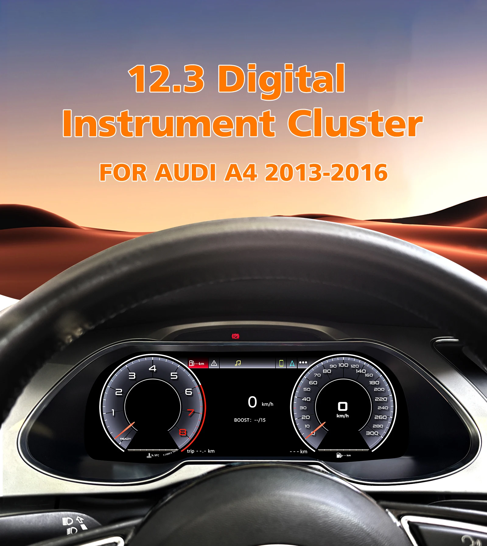 Cruscotto Digitale per Audi A4 B8 2013-2016, Pannello LCD 12.3 Pollici con Android Auto, CarPlay e Tachimetro Virtuale