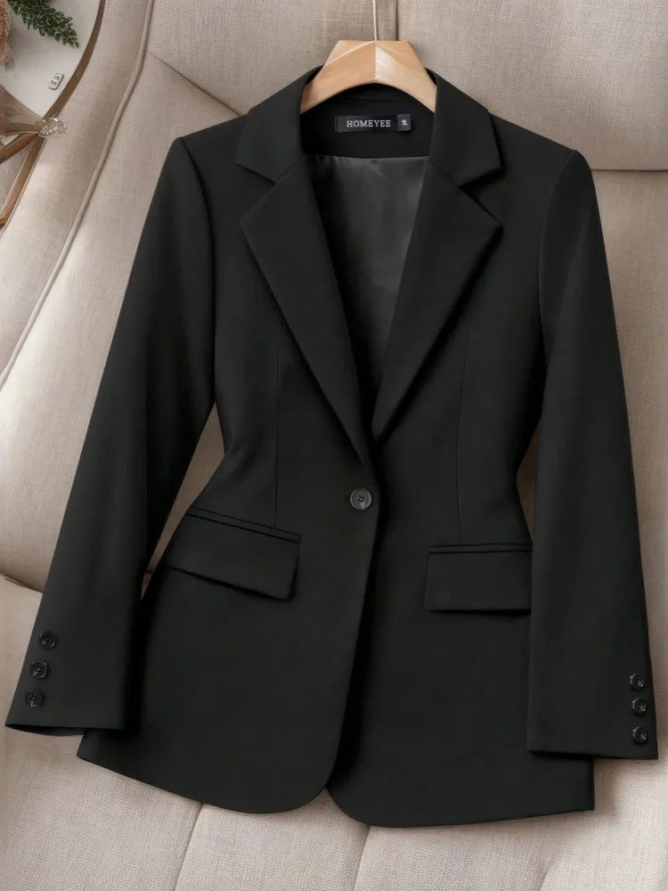 Frauen Herbst Büro Schlank Blazer Plus Größe Single Button Taschen Blazer Beige Schwarz Winter Mode Pendler Einfache Casual Blazer