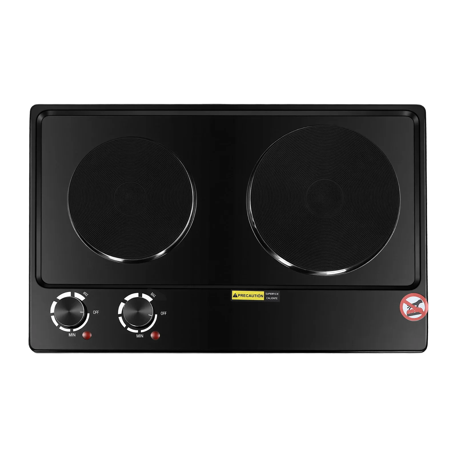 2500W Doppelbrenner Elektroherd Elektrisches Kochfeld mit 2 Platten Einstellbare Heizleistung 220-240V zum Kochen von Speisen