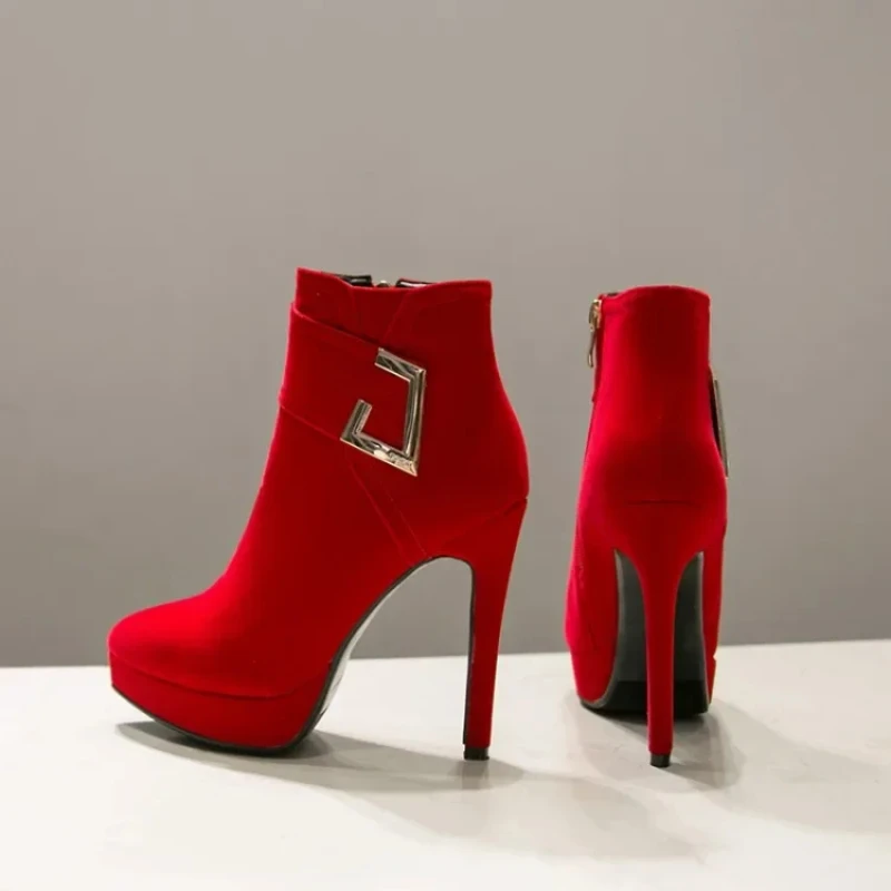 Übergröße Große Größe Große Größe Stiefel Damenschuhe Stiefeletten für Damen Damenstiefel Diamant High Heel Metallbesatz