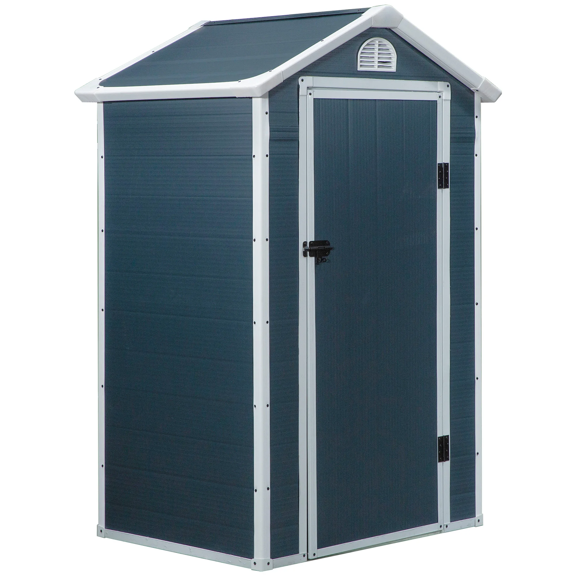 Abri de jardin/outil de jardinage ​ ​ Abri avec fenêtre de ventilation, toit en pente, métal, gris, 134 x 104 x 204 cm, pour jardin et usage extérieur