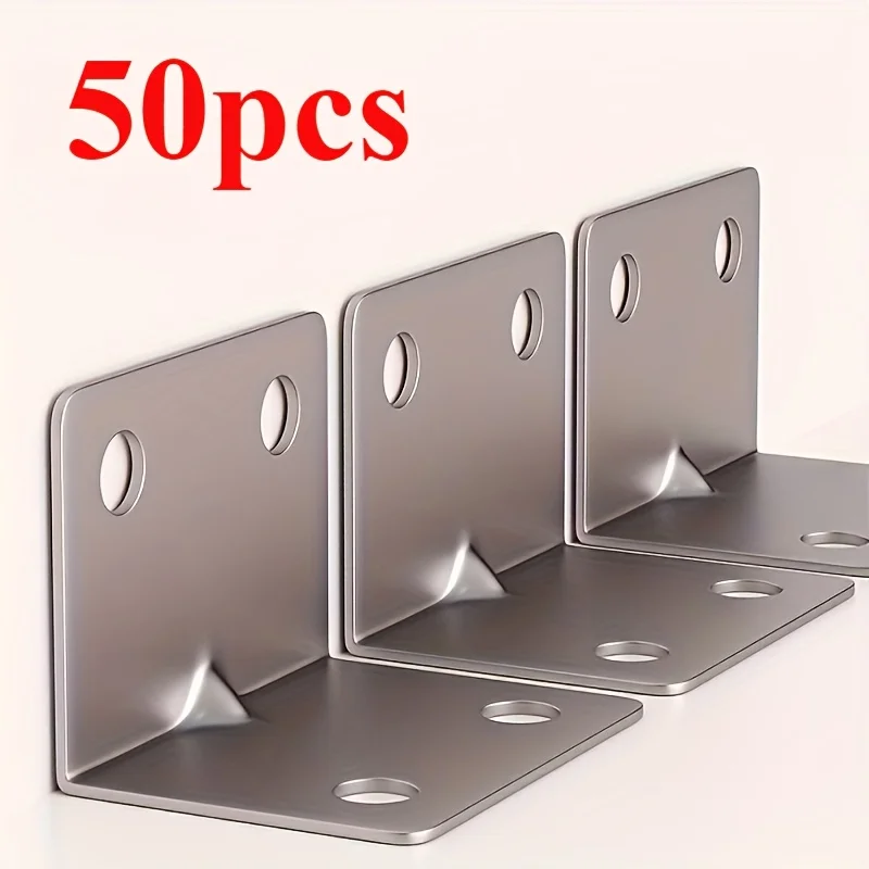 50-teiliges rechtwinkliges Winkelcode-Set (10 Winkelcodes + 40 Schrauben), 90-Grad-L-förmiger Metallverbinder, für Möbelregal c Image