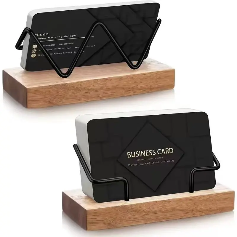 1 Stück Holz-Visitenkartenhalter für Schreibtisch Hölzerner Visitenkartenständer Postkartenhalter für Büro Zuhause Desktop