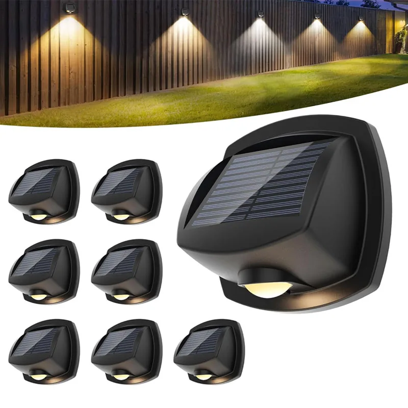 Solar-Zaunleuchten für Außenbereich Wasserdicht IP65 Solar-Wandleuchte Mehrfarbig oder 3-Farben LED Solarbetriebene Beleuchtung für Hof und Veranda