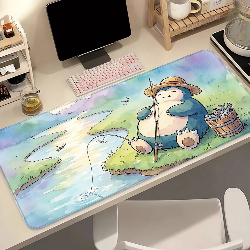 Mauspad Cartoon Anime P-Pokemon Snorlax Gaming-Mauspad, rutschfeste Gummiunterseite, Schreibtischunterlage für Computer, Laptop, PC, Gamer, Heimbüro Image