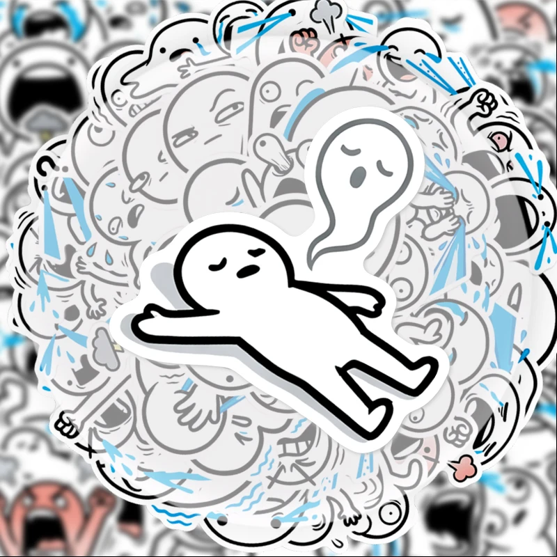 50 Stück ausgefallene Graffiti-Aufkleber mit Charakter- und Emotionsmotiven, geeignet für Wasserflaschen, Laptops, Handydekorationen, Koffer, Skateboards, Gitarren, Geschenkboxen, Partydekorationen, Image