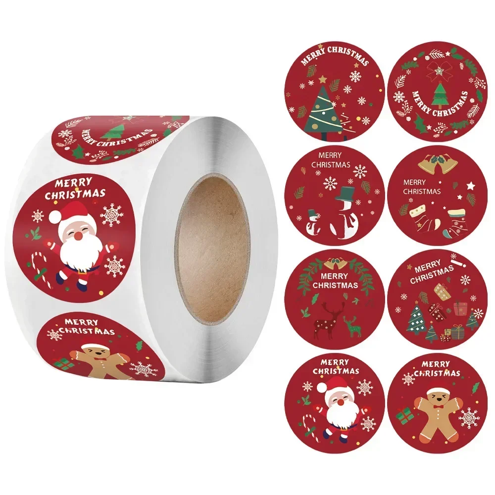 Frohe Weihnachten Aufkleber selbst klebende Weihnachts baum Santa Claus Siegel Etiketten Urlaub Aufkleber für Geschenk Versiegelung Weihnachts dekor Image