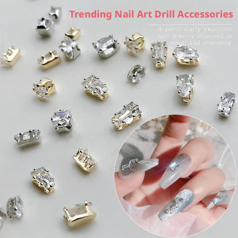 20 Stück Glänzende Nagel-Zirkonia-Charms Rechteckige Flache Strass-Steine Luxuriöse Kristall-Nagelkunst-Dekoration DIY Maniküre-Zubehör Image