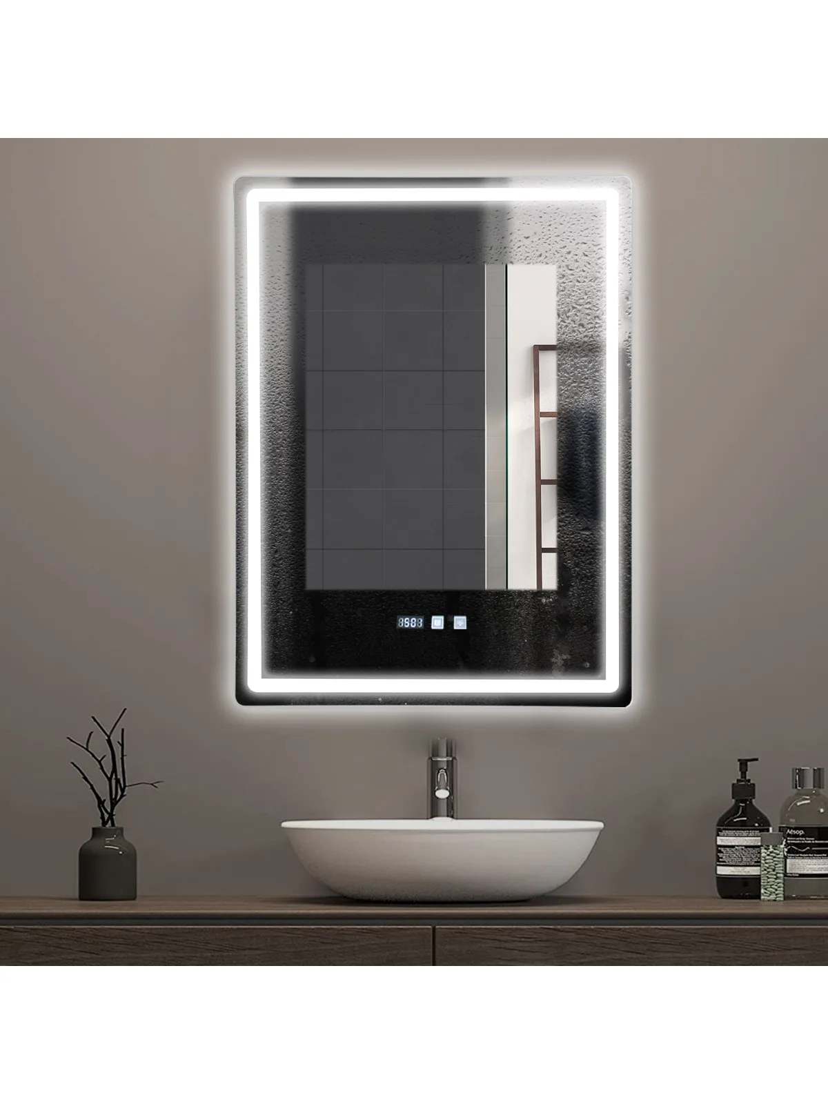 LED-Badezimmerspiegel mit Licht, dimmbar, stoßfest, für Badezimmer, Waschräume, Hotels, Wohnungen, Schlafsäle, Ankleidezimmer
