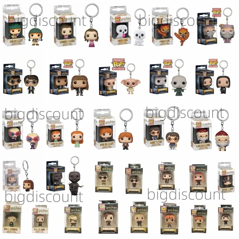 Funko POP Schlüsselanhänger Spielzeug Hermine Ginny Ron Hedwig Snape Fawkes Dementor Luna Lovegood Taschen-Pop-Schlüsselanhänger Kette Vinylfigur Spielzeug